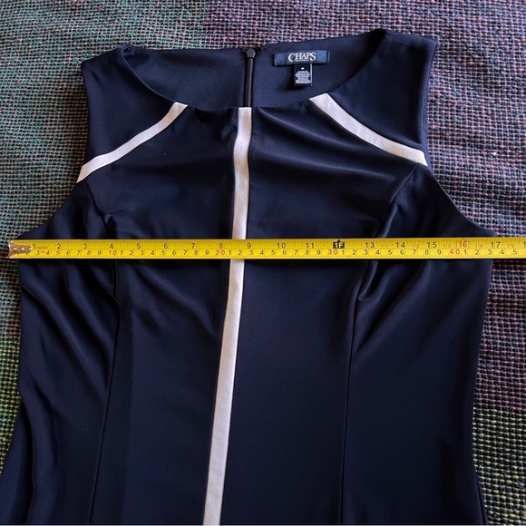 Chaps Navy White A-line Fit And Flare Dress - Size Medium - Picture 4 of 5